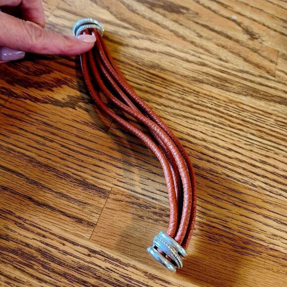 BRIGHTON "Neptune's Rings" Crystal, Silver, And Leather Bracelet BOHEMIAN - Picture 4 of 7